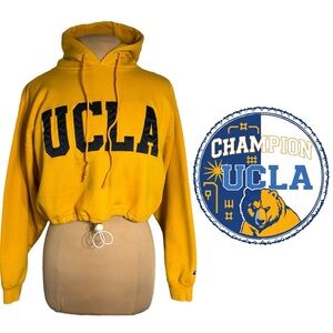 Vintage 90’s y2k UCLA Cropped Champion Hoodie Size Large yellow and blue